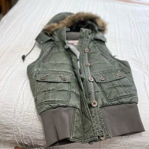 Winter Vest with Faux Fur Hoodie